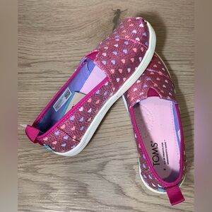 Toms Youth Glimmer Hearts Dark Fuchsia Alpargata